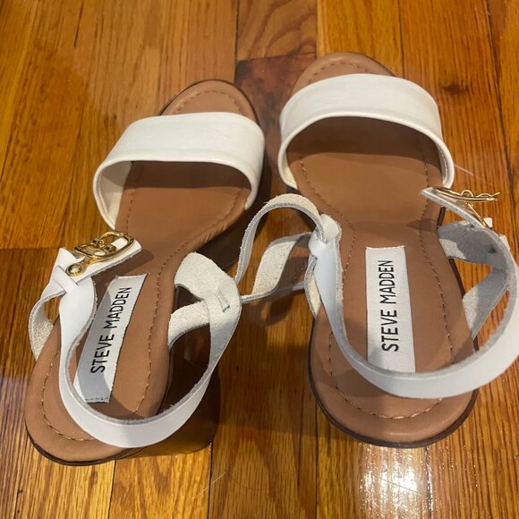 HADYN White Leather Sandal | Women New, Steven Madden, 7.5 white sandals,